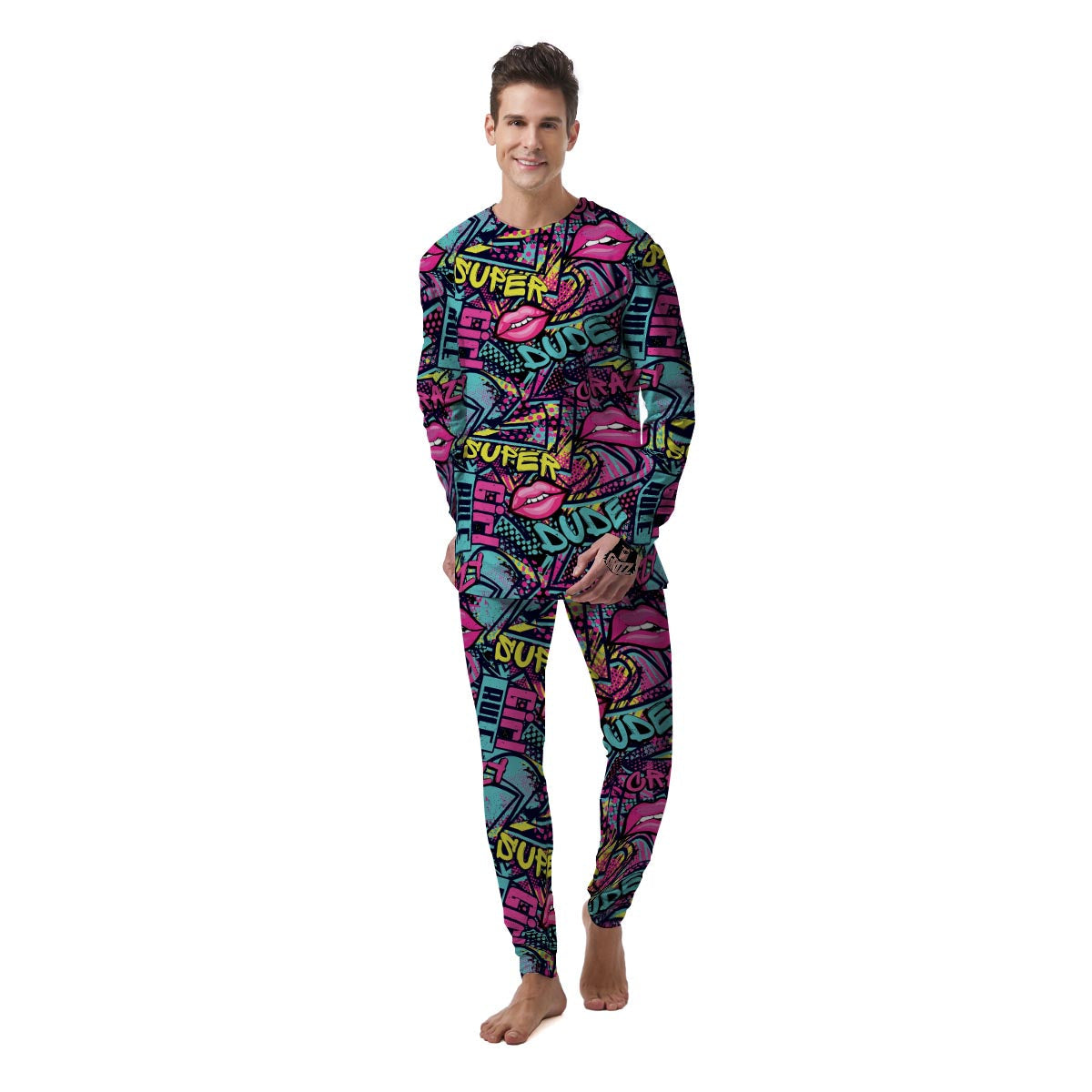 Abstract Graffiti Hiphop Lip Men's Pajamas-grizzshop