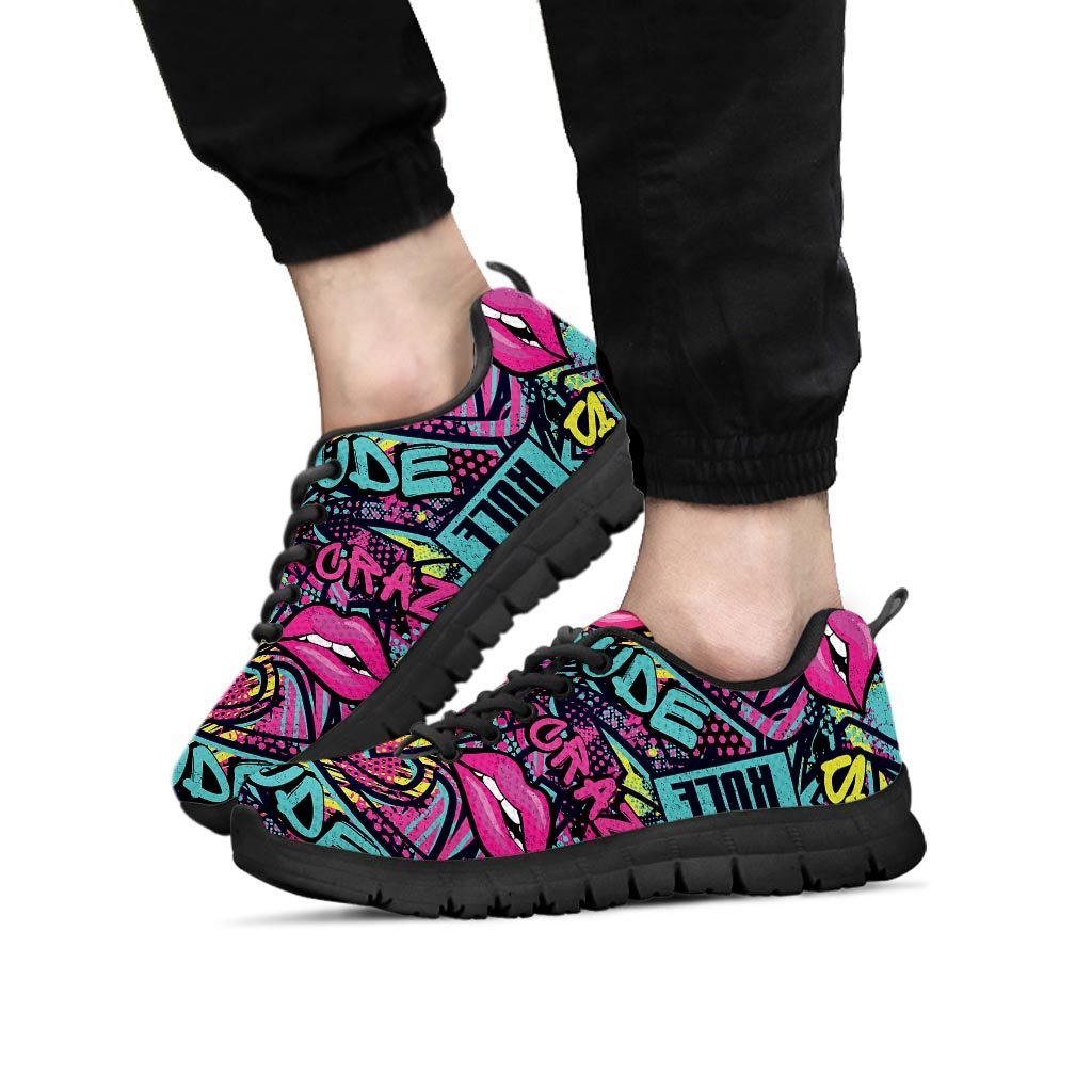 Abstract Graffiti Hiphop Lip Men's Sneakers-grizzshop