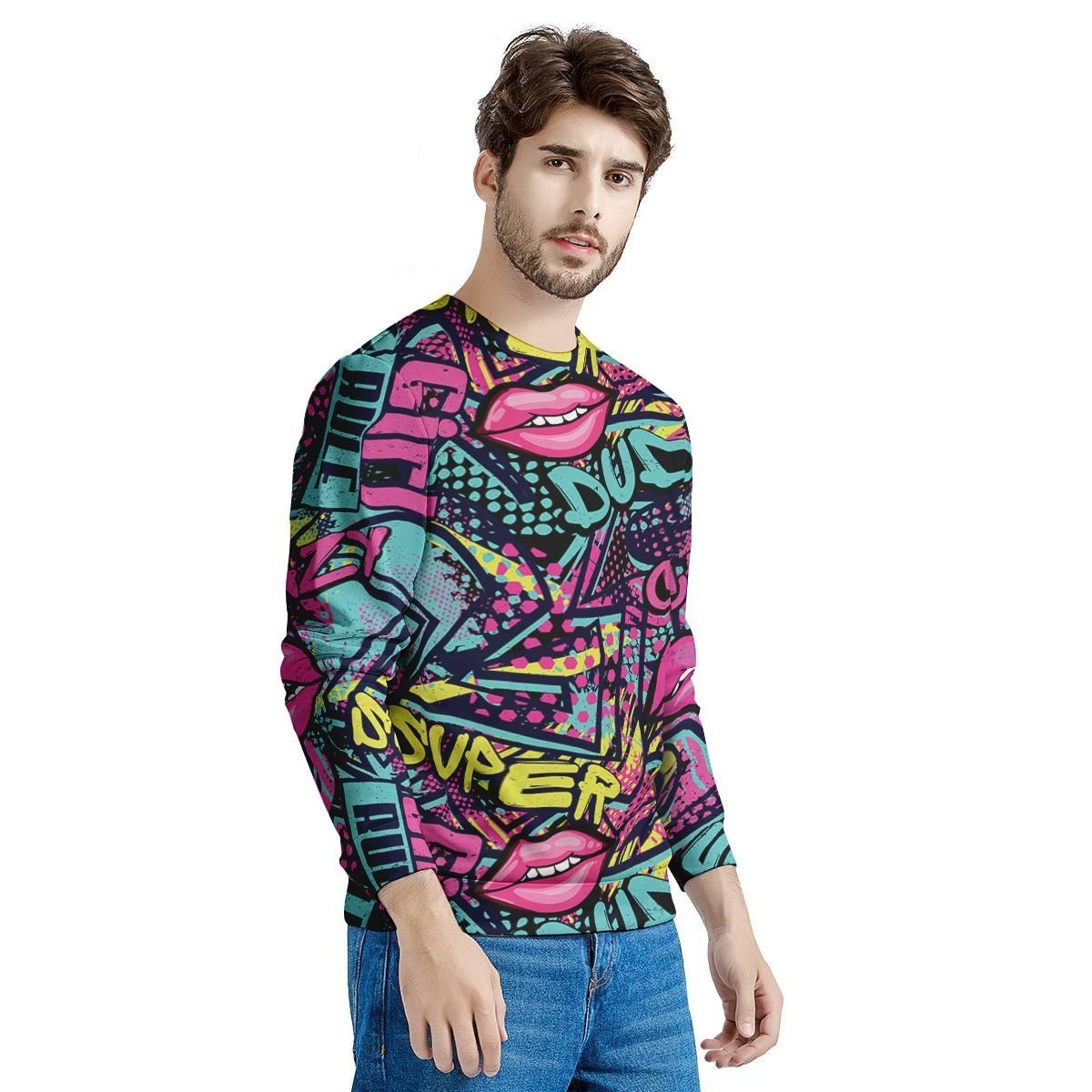 Abstract Graffiti Hiphop Lip Men's Sweatshirt-grizzshop