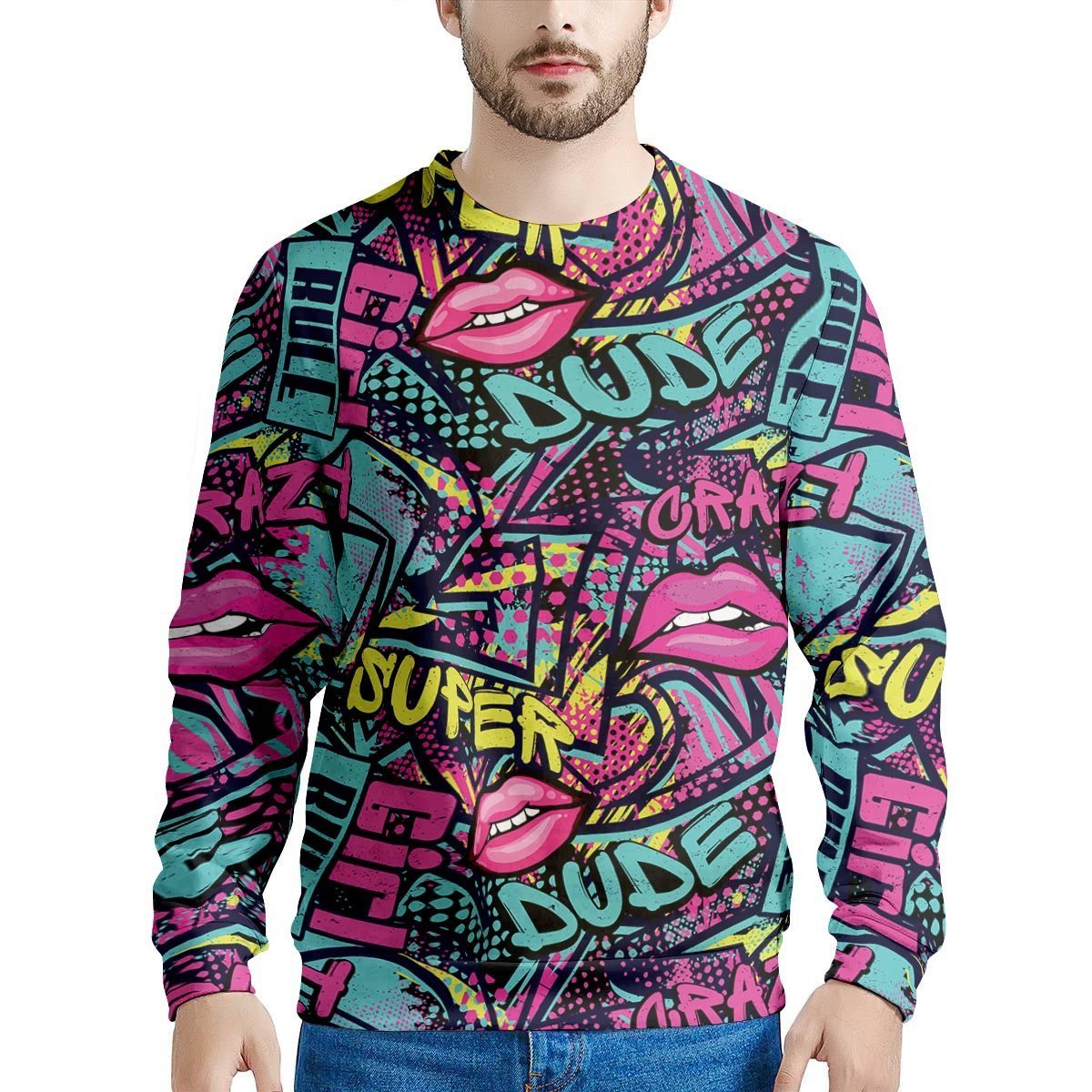 Abstract Graffiti Hiphop Lip Men's Sweatshirt-grizzshop