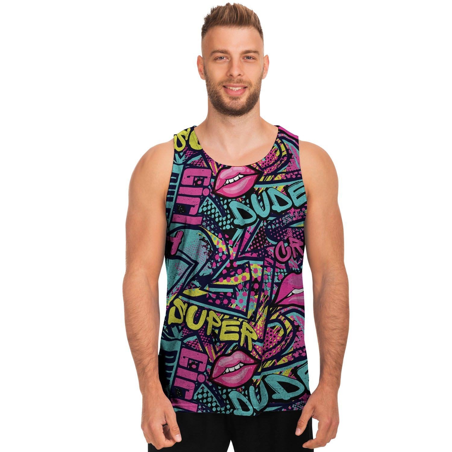 Abstract Graffiti Hiphop Lip Men's Tank Tops-grizzshop