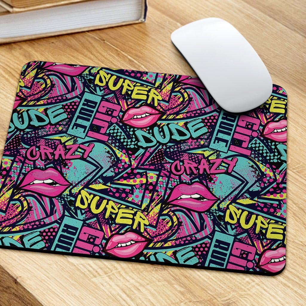 Abstract Graffiti Hiphop Lip Mouse Pad-grizzshop