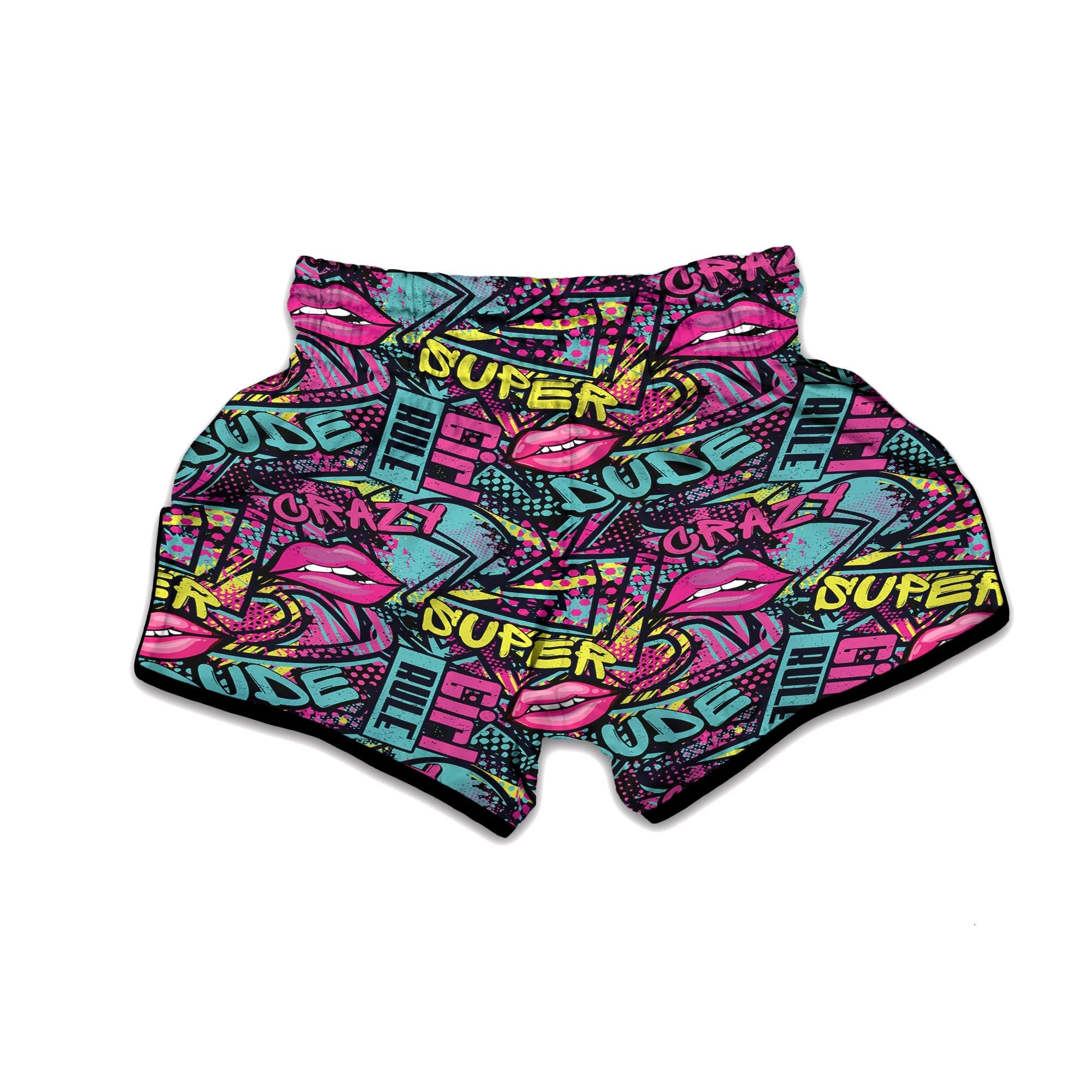 Abstract Graffiti Hiphop Lip Muay Thai Boxing Shorts-grizzshop