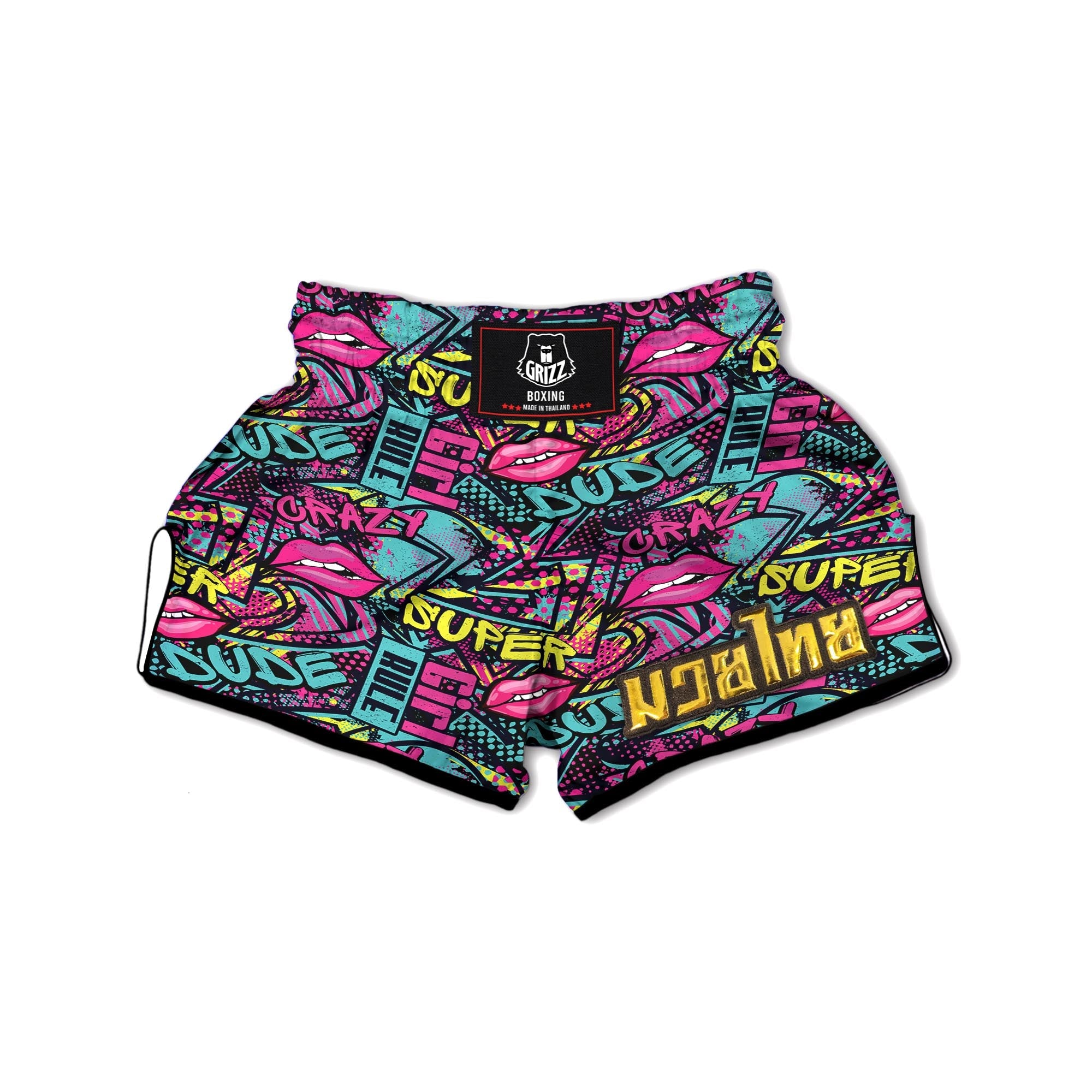 Abstract Graffiti Hiphop Lip Muay Thai Boxing Shorts-grizzshop