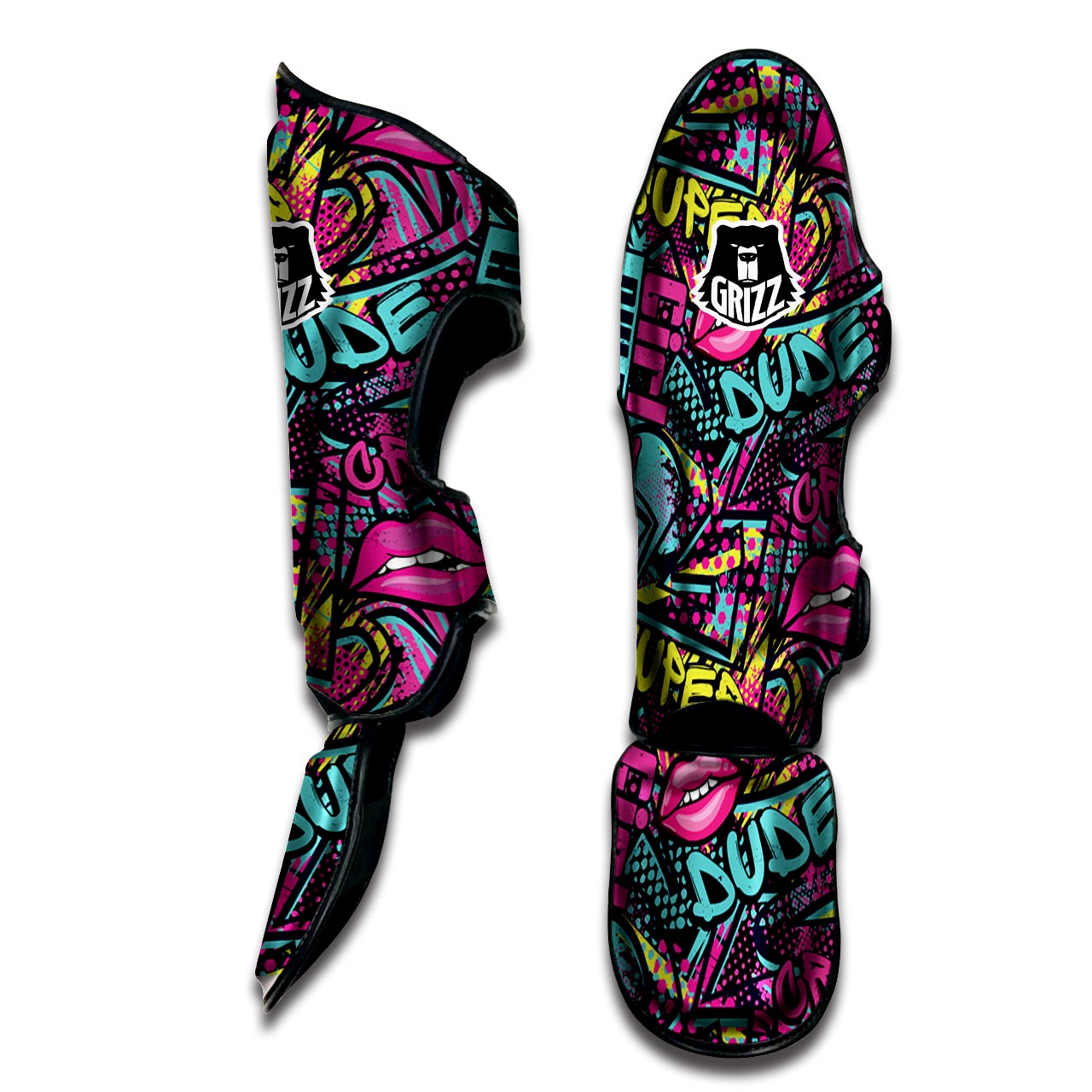 Abstract Graffiti Hiphop Lip Muay Thai Shin Guard-grizzshop