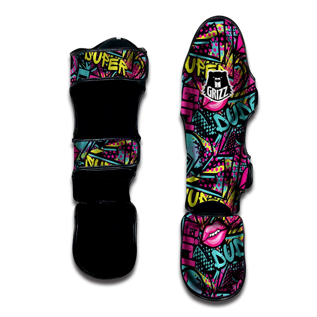 Abstract Graffiti Hiphop Lip Muay Thai Shin Guard-grizzshop