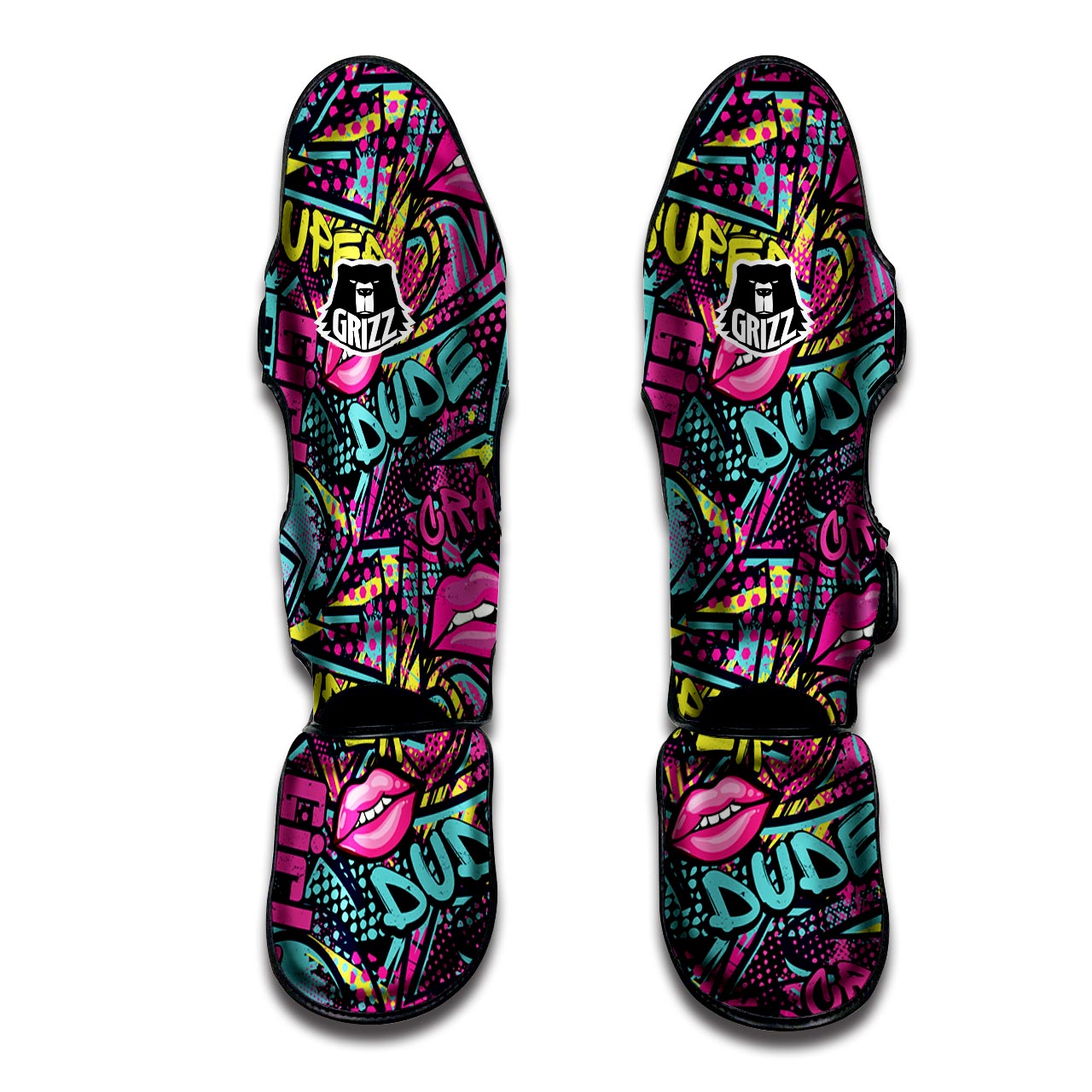 Abstract Graffiti Hiphop Lip Muay Thai Shin Guard-grizzshop