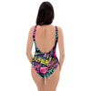 Abstract Graffiti Hiphop Lip One Piece Swimsuite-grizzshop