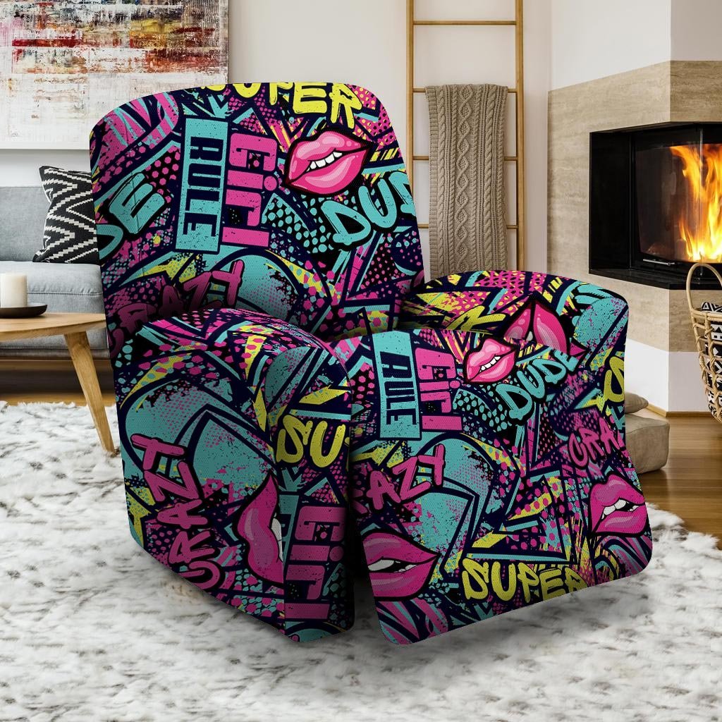 Abstract Graffiti Hiphop Lip Recliner Cover-grizzshop