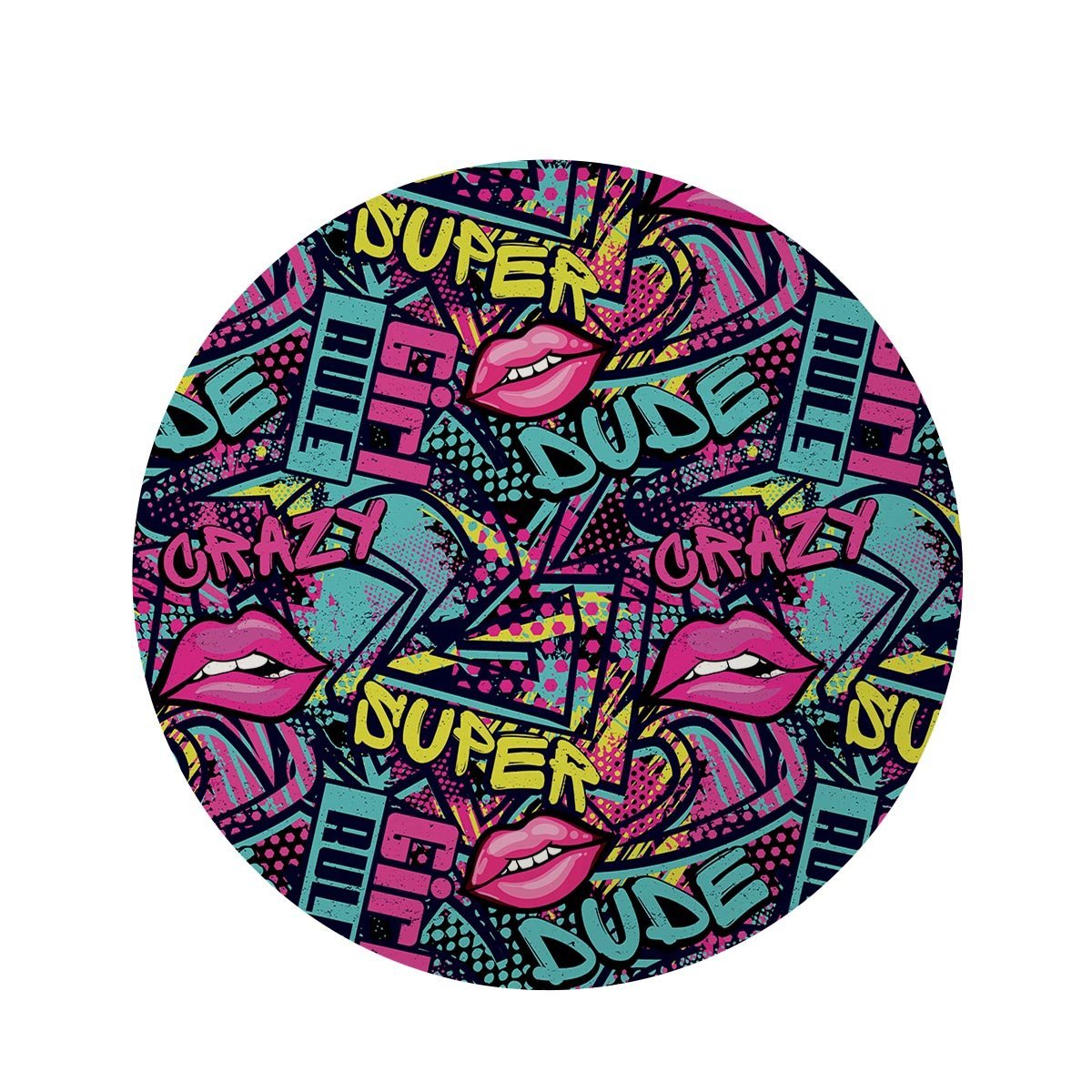 Abstract Graffiti Hiphop Lip Round Rug-grizzshop