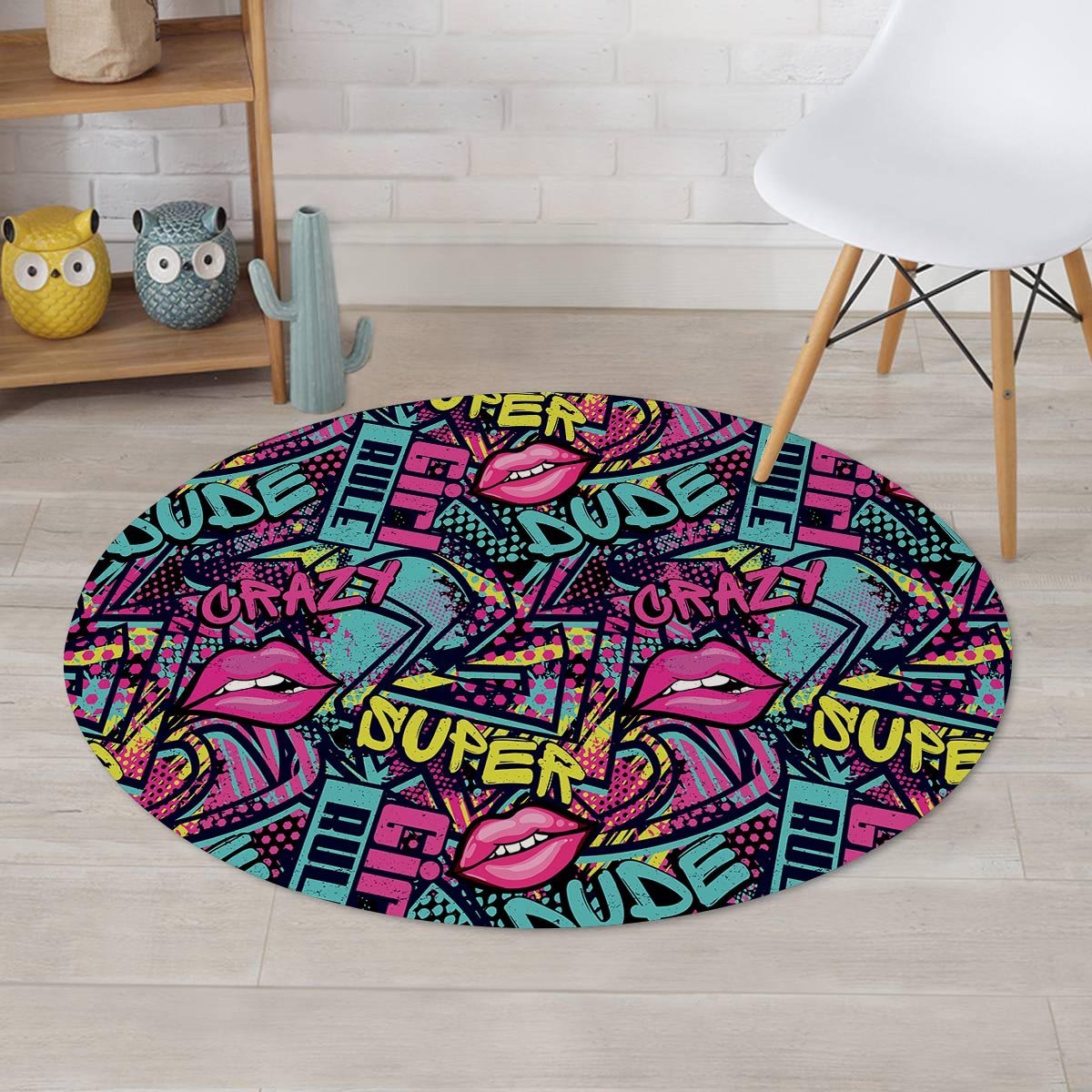 Abstract Graffiti Hiphop Lip Round Rug-grizzshop