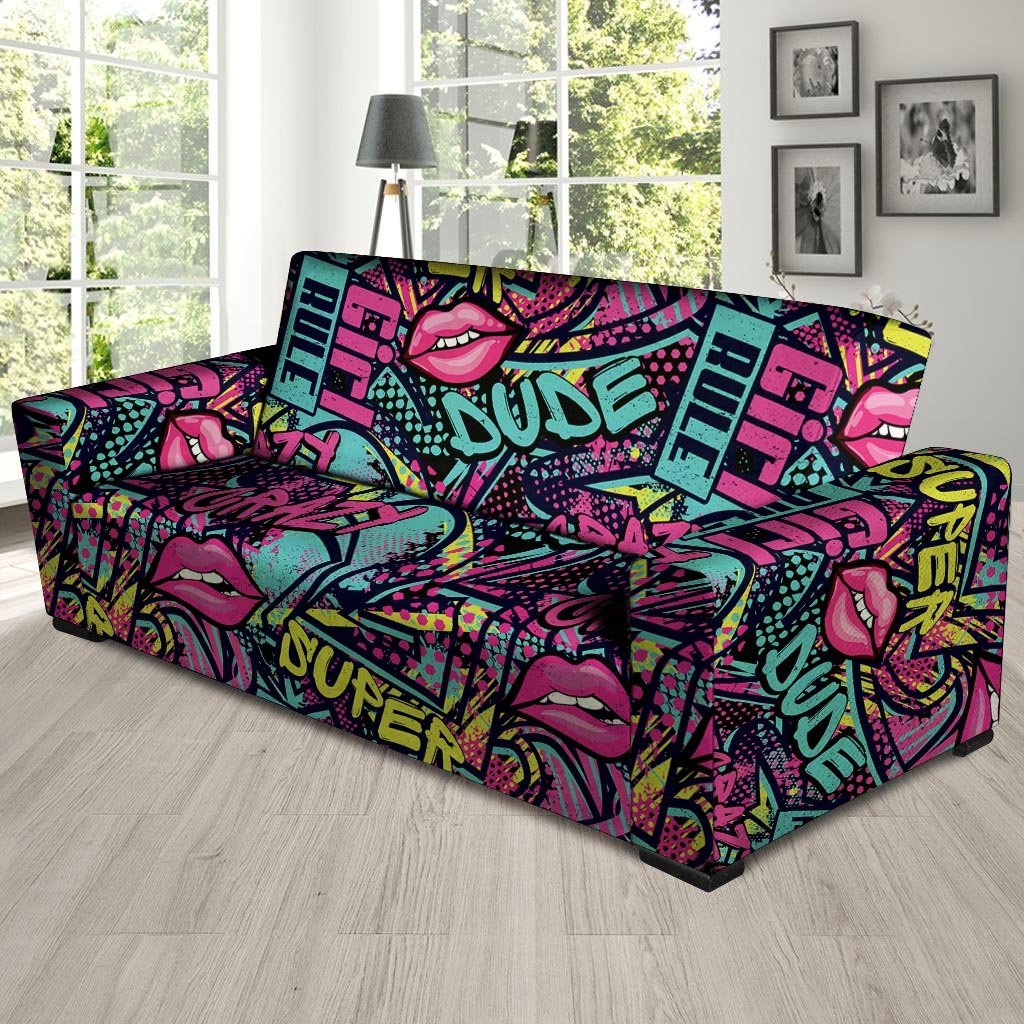 Abstract Graffiti Hiphop Lip Sofa Cover-grizzshop
