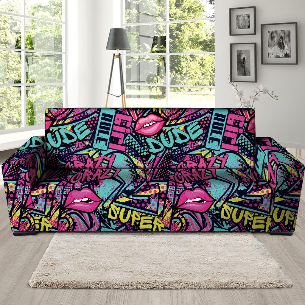 Abstract Graffiti Hiphop Lip Sofa Cover-grizzshop