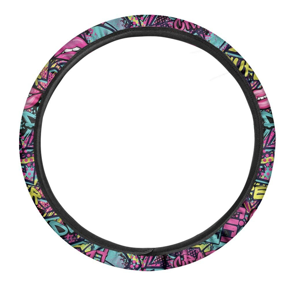 Abstract Graffiti Hiphop Lip Steering Wheel Cover-grizzshop