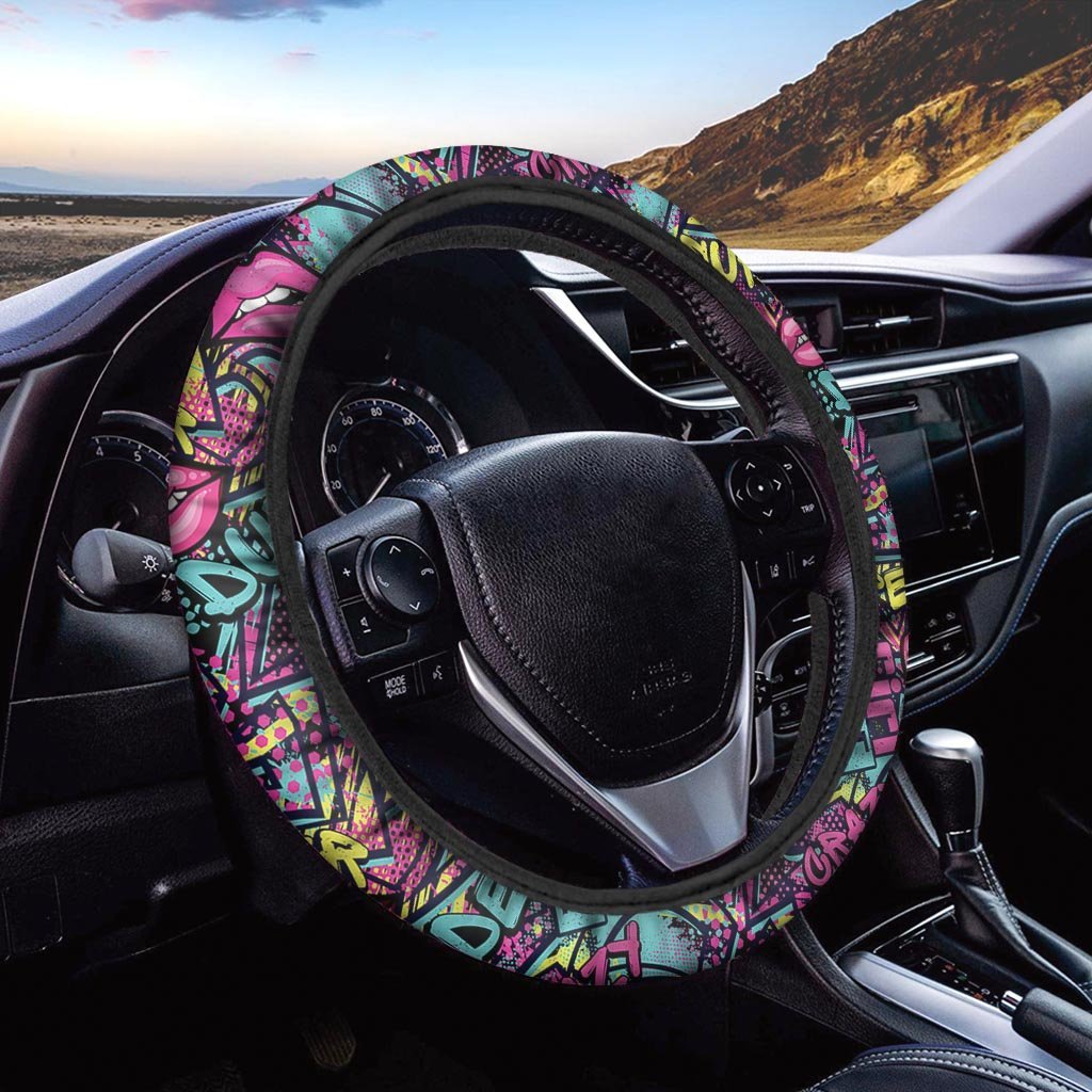 Abstract Graffiti Hiphop Lip Steering Wheel Cover-grizzshop