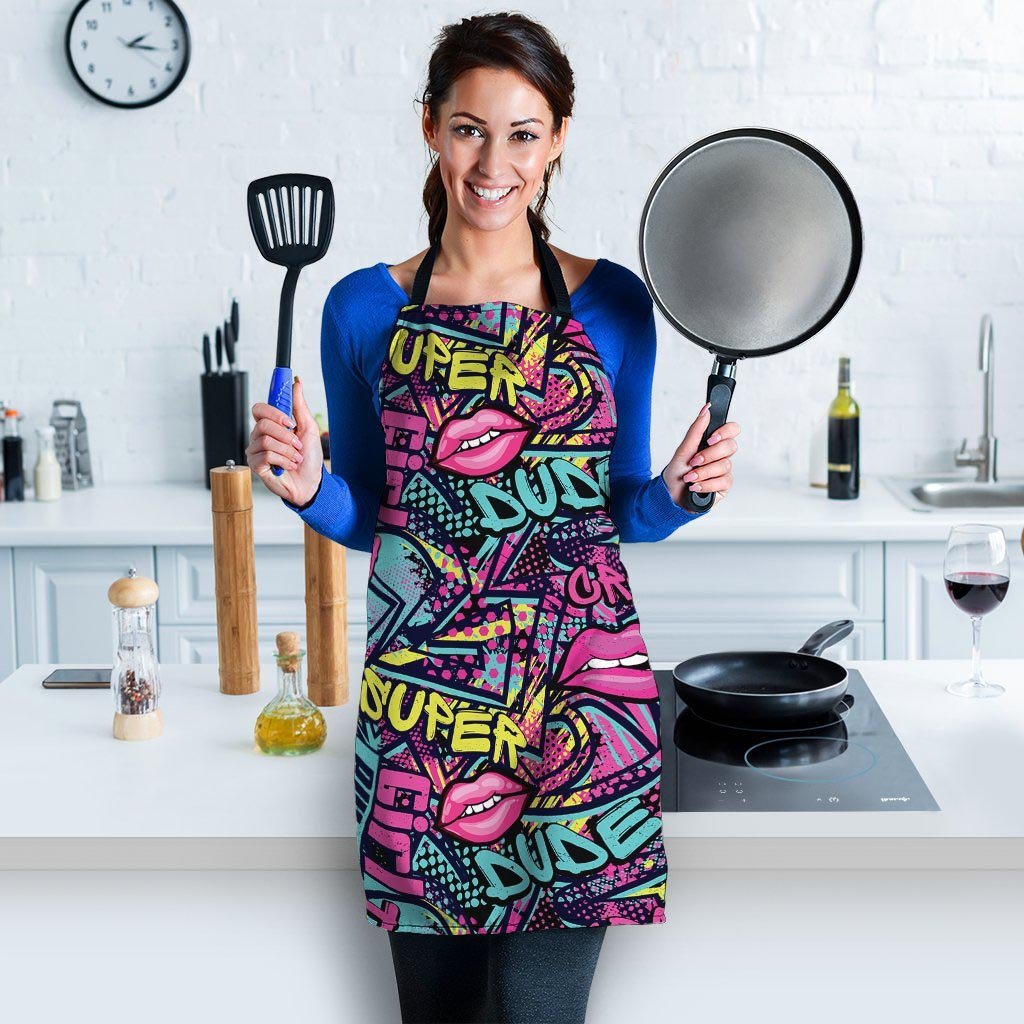 Abstract Graffiti Hiphop Lip Women's Apron-grizzshop