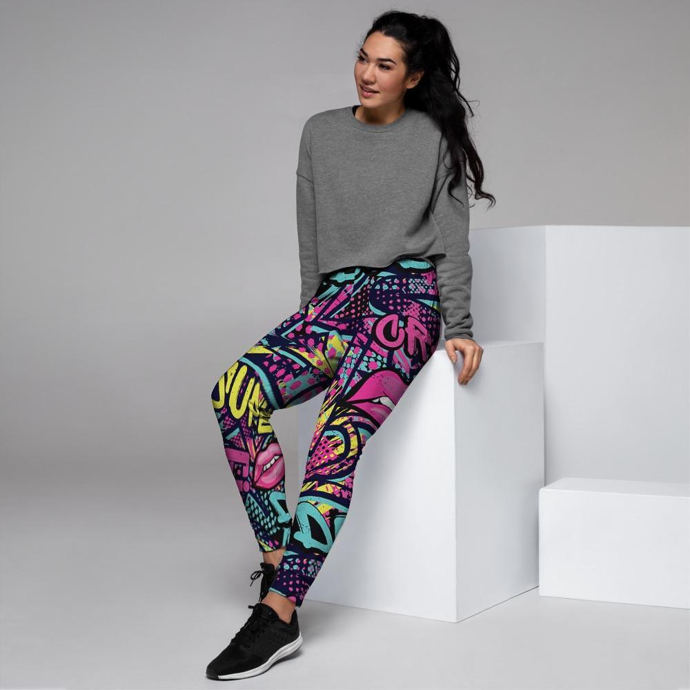 Abstract Graffiti Hiphop Lip Women's Joggers-grizzshop