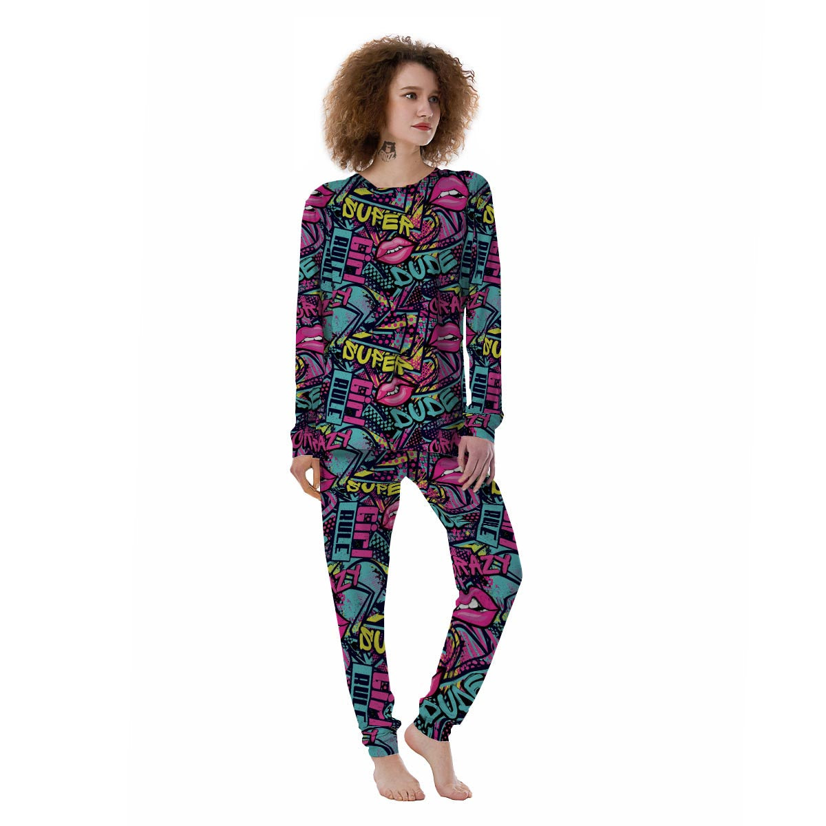 Abstract Graffiti Hiphop Lip Women's Pajamas-grizzshop