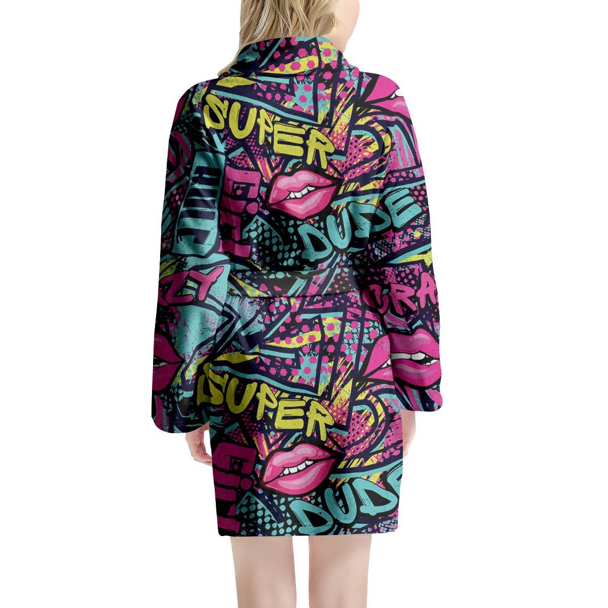 Abstract Graffiti Hiphop Lip Women's Robe-grizzshop