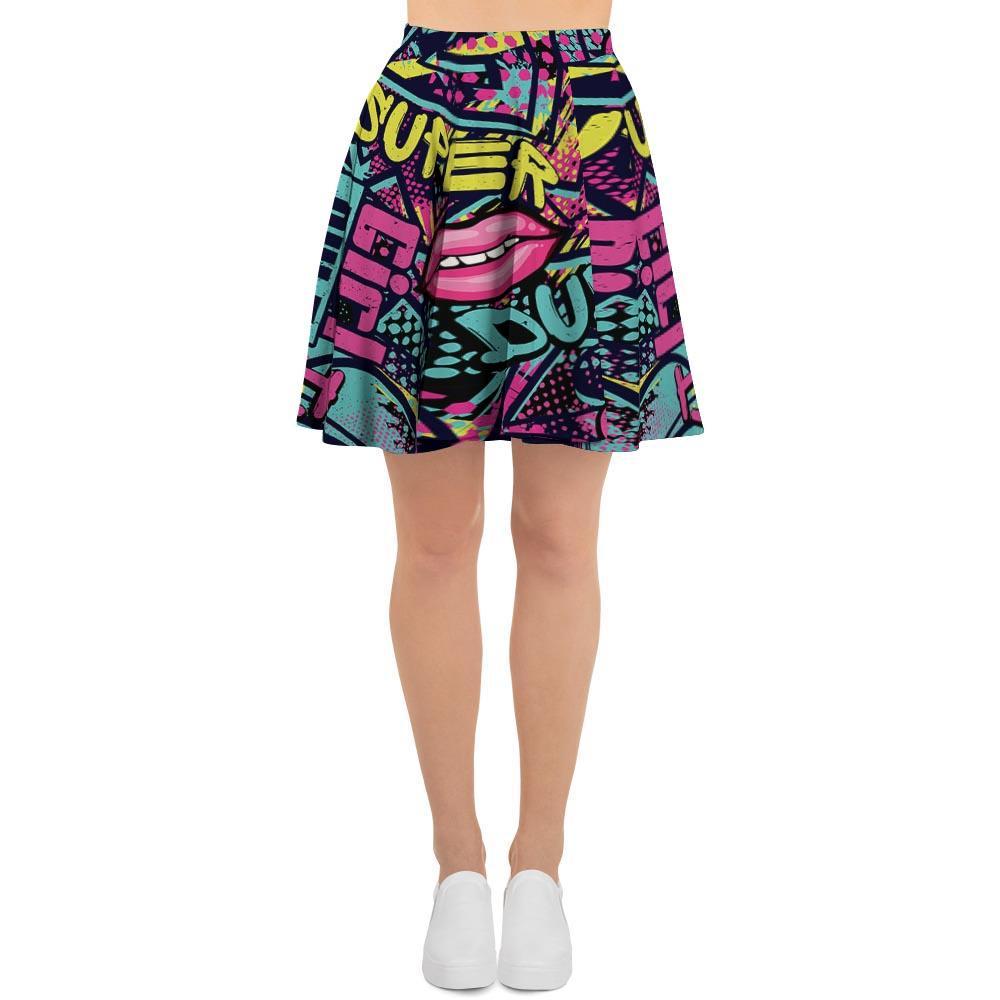 Abstract Graffiti Hiphop Lip Women's Skirt-grizzshop