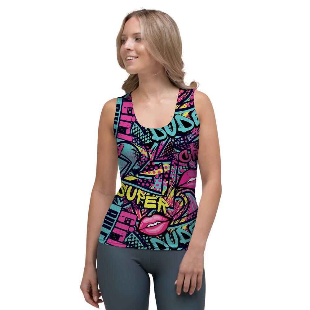 Abstract Graffiti Hiphop Lip Women's Tank Top-grizzshop