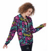 Abstract Graffiti Hiphop Lip Women's Zip Up Hoodie-grizzshop