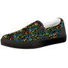 Abstract Graffiti Neon Monsters Print Pattern Black Slip On Shoes-grizzshop