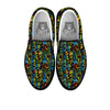 Abstract Graffiti Neon Monsters Print Pattern Black Slip On Shoes-grizzshop