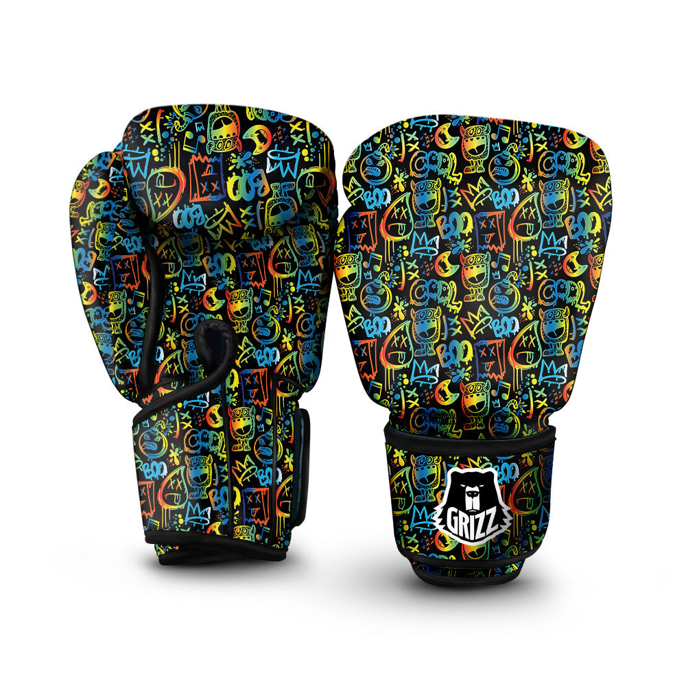 Abstract Graffiti Neon Monsters Print Pattern Boxing Gloves-grizzshop