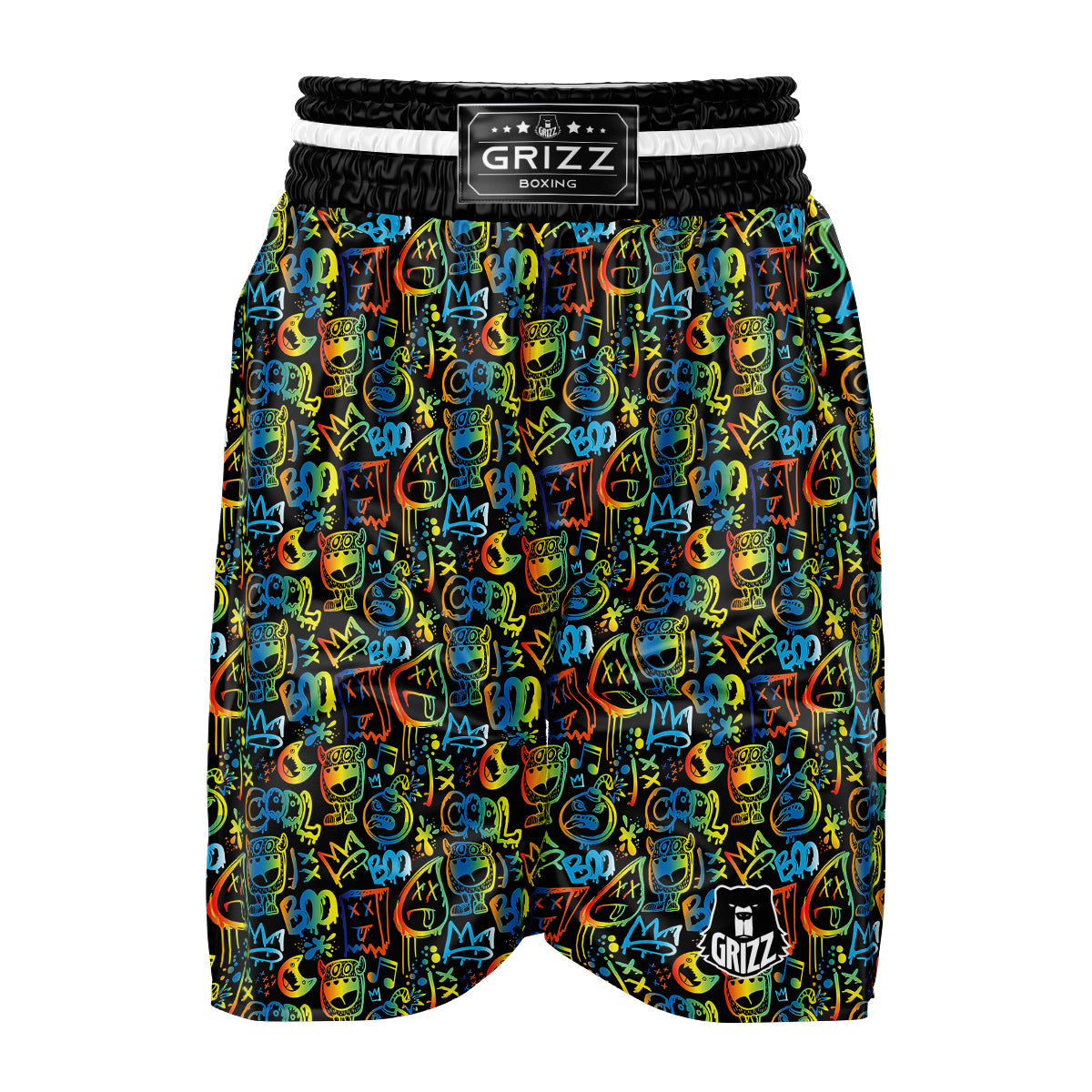 Abstract Graffiti Neon Monsters Print Pattern Boxing Shorts-grizzshop