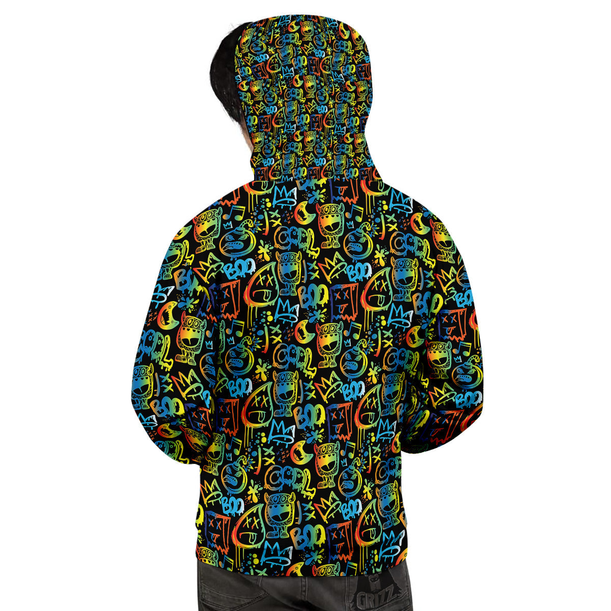 Abstract Graffiti Neon Monsters Print Pattern Men's Hoodie-grizzshop