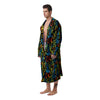 Abstract Graffiti Neon Monsters Print Pattern Men's Robe-grizzshop