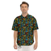 Abstract Graffiti Neon Monsters Print Pattern Men's Short Sleeve Shirts-grizzshop