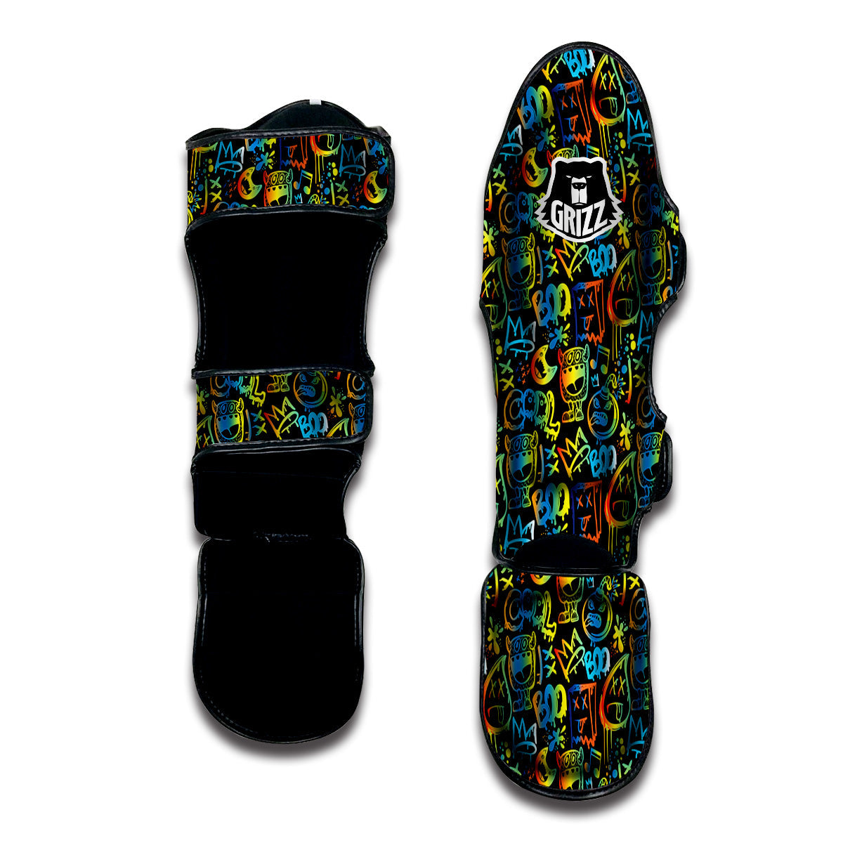 Abstract Graffiti Neon Monsters Print Pattern Muay Thai Shin Guards-grizzshop