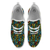 Abstract Graffiti Neon Monsters Print Pattern White Athletic Shoes-grizzshop