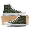 Abstract Graffiti Neon Monsters Print Pattern White High Top Shoes-grizzshop