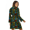 Abstract Graffiti Neon Monsters Print Pattern Women's Robe-grizzshop