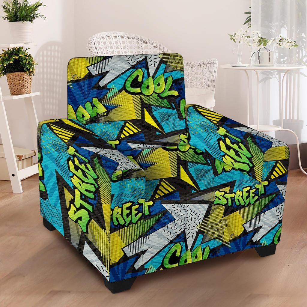 Abstract Graffiti Print Armchair Cover-grizzshop