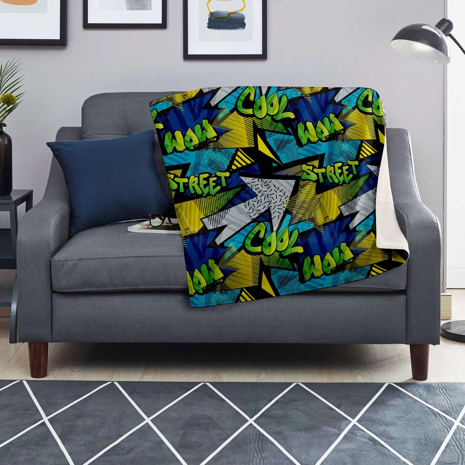 Abstract Graffiti Print Blanket-grizzshop