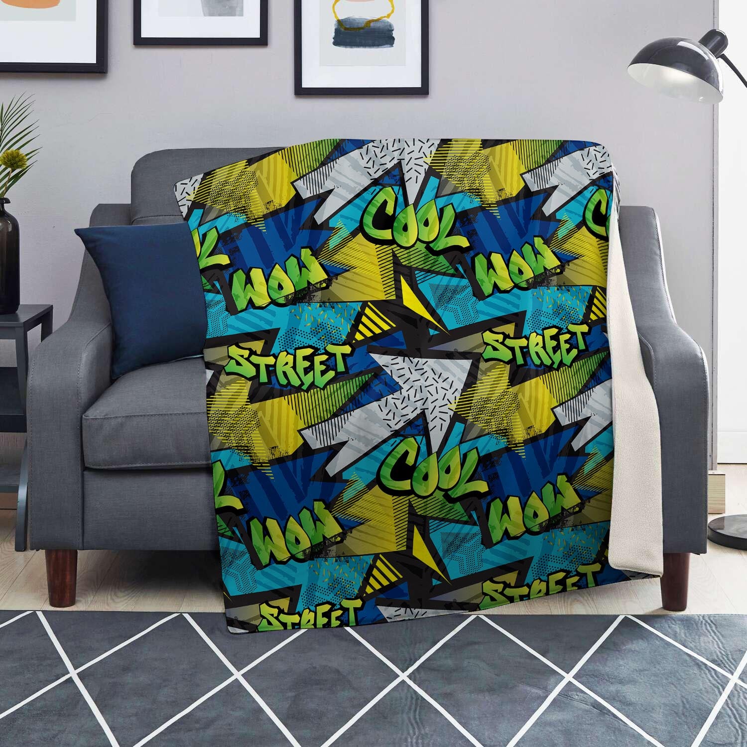 Abstract Graffiti Print Blanket-grizzshop