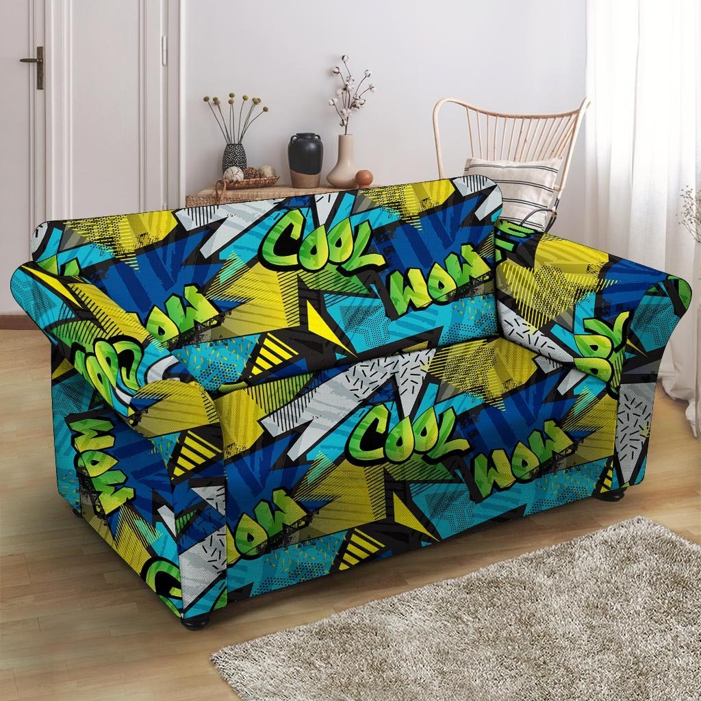 Abstract Graffiti Print Loveseat Cover-grizzshop