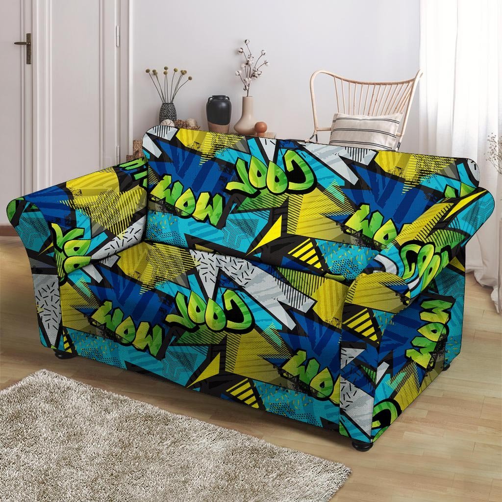 Abstract Graffiti Print Loveseat Cover-grizzshop