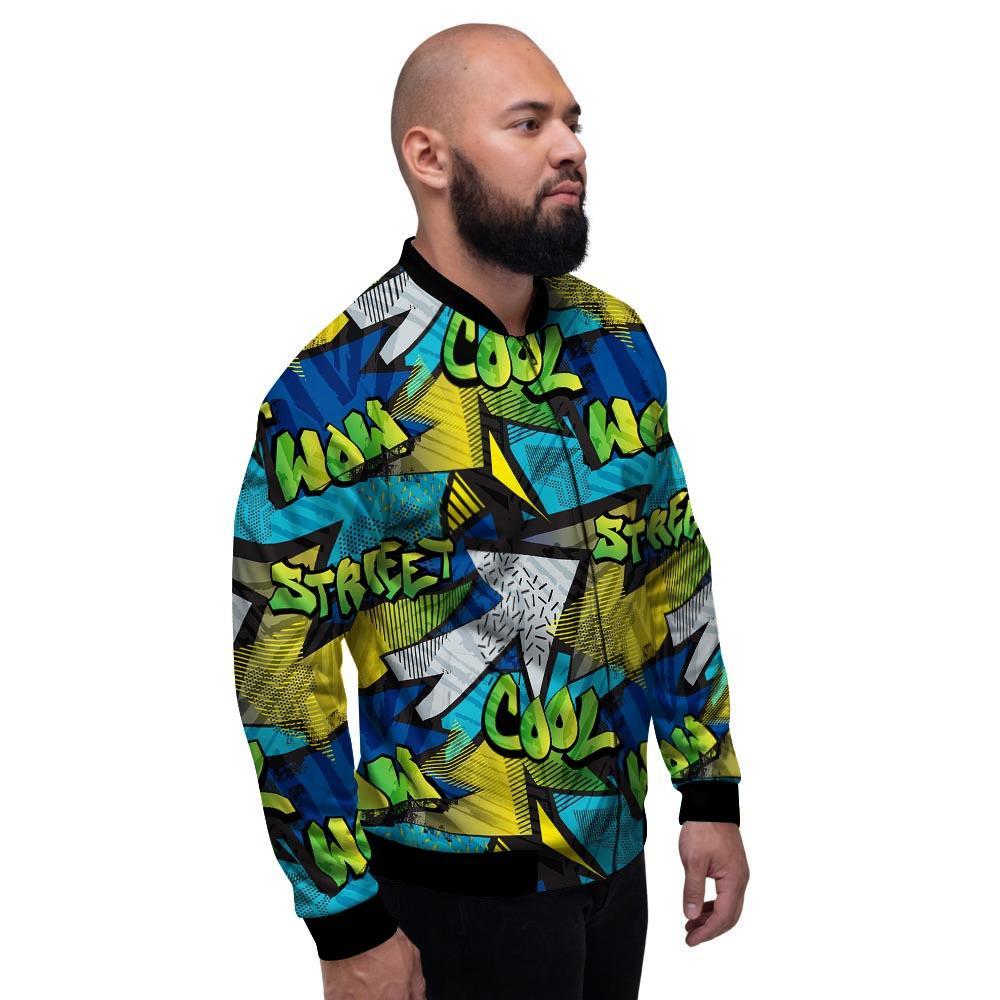 Abstract Graffiti Print Men's Bomber Jacket-grizzshop