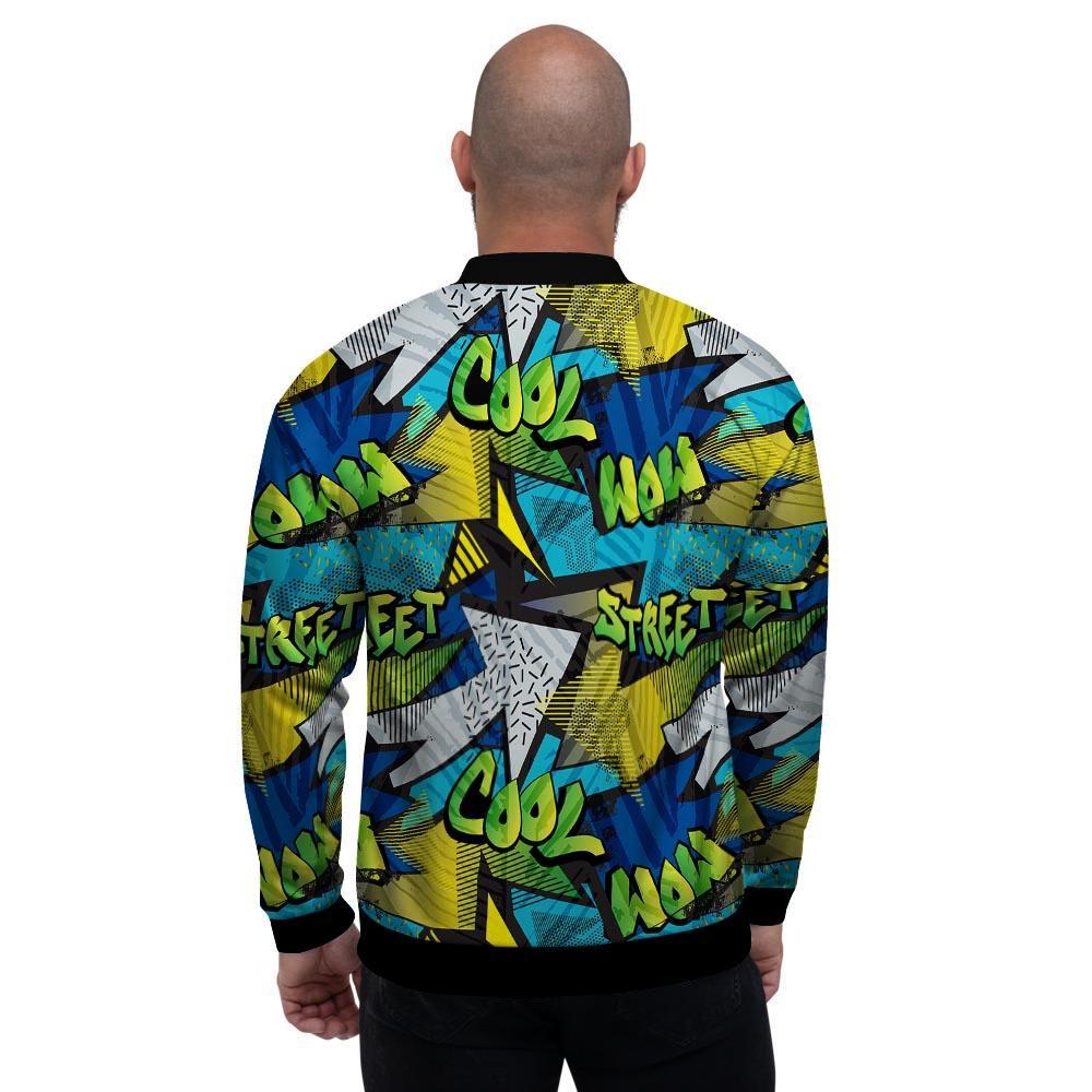 Abstract Graffiti Print Men's Bomber Jacket-grizzshop