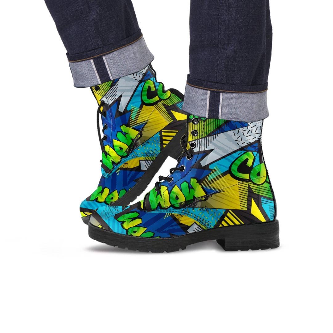 Abstract Graffiti Print Men's Boots-grizzshop