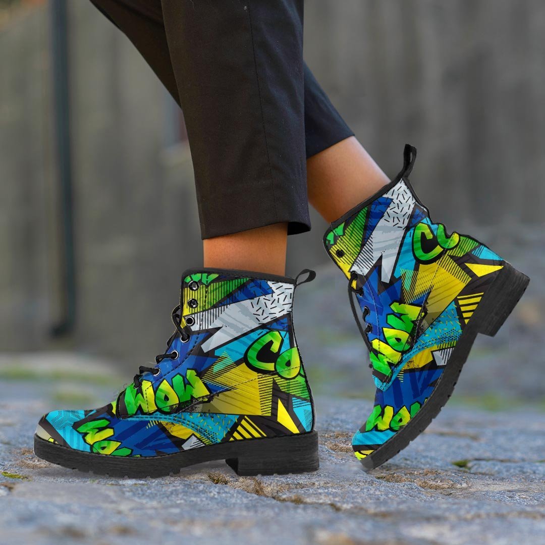 Abstract Graffiti Print Men's Boots-grizzshop