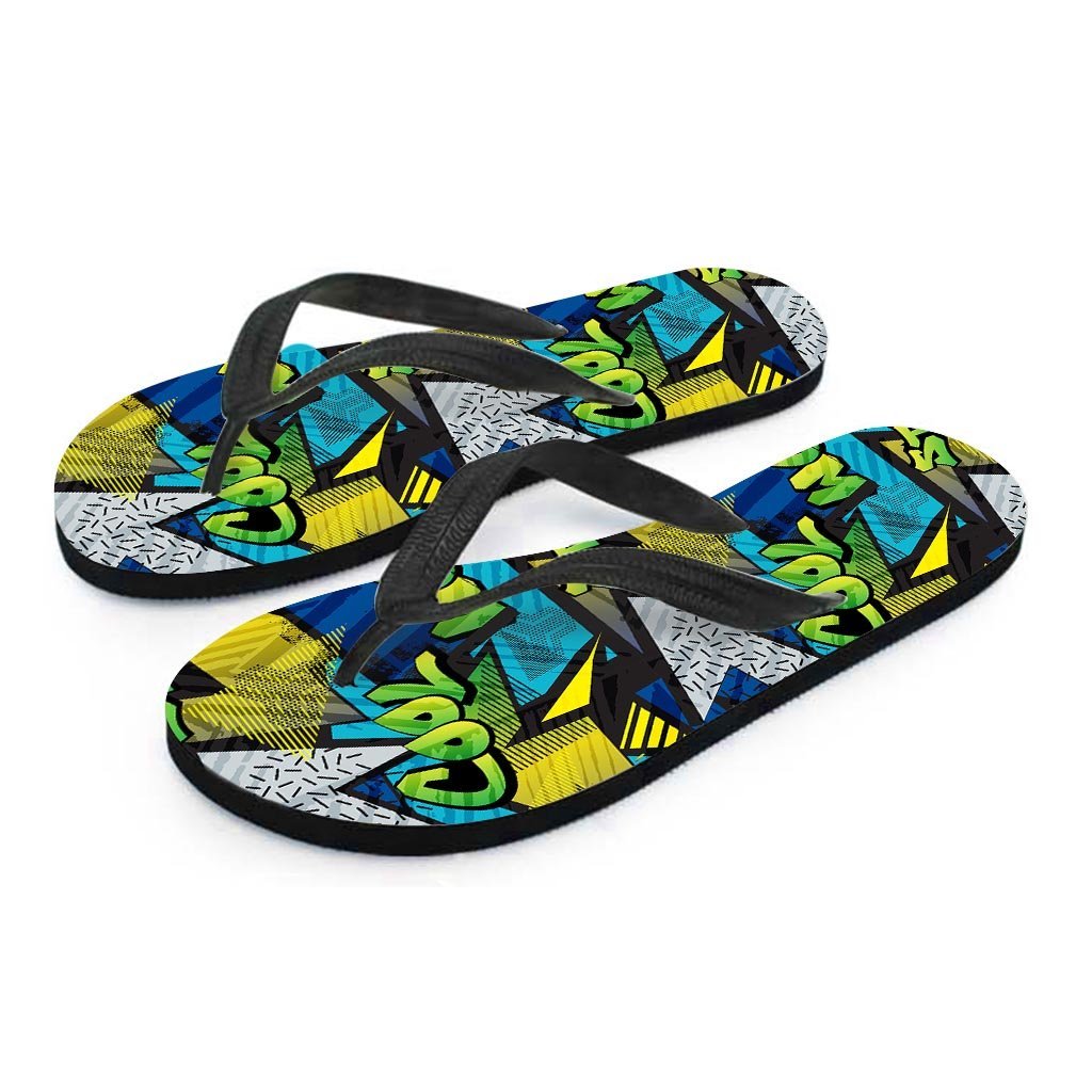 Abstract Graffiti Print Men's Flip Flops-grizzshop