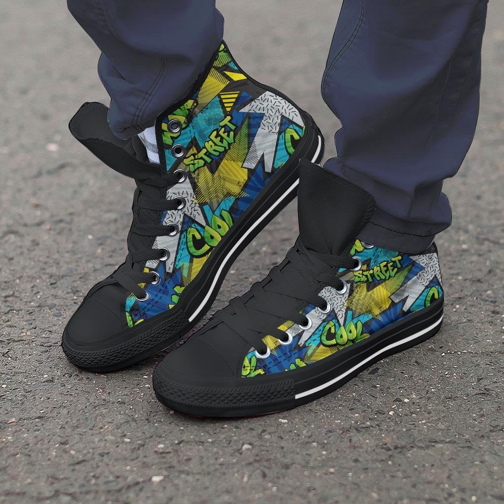 Abstract Graffiti Print Men's High Top Shoes-grizzshop