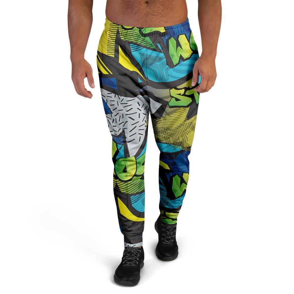 Abstract Graffiti Print Men's Joggers-grizzshop