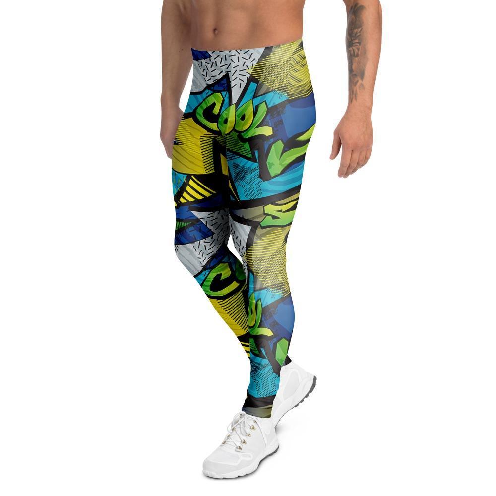 Abstract Graffiti Print Men's Leggings-grizzshop